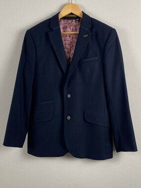 Ted Baker London Tantkop Virgin Wool Blend Blazer/Sport Coat | Navy/Yellow